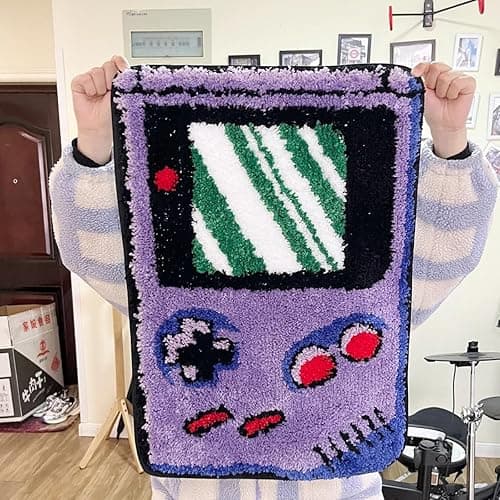 Purple Games Console Tufted Rug Funny Childhood Memories Rug Cute Flocking Carpet Floor Pad Anti Slip Doormat Aesthetic Home Pad (23.6X15.7 Inch) - 23.6X15.7 Inch thumbnail 6