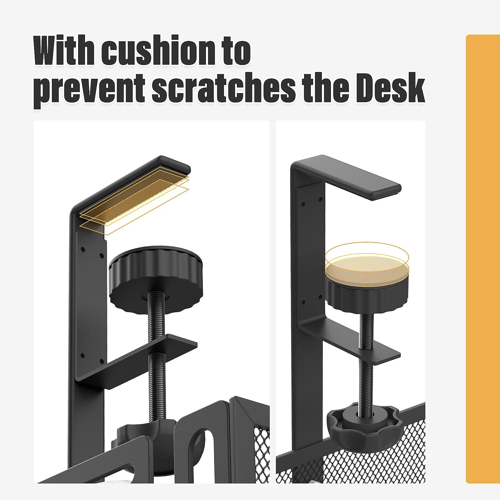 Under Desk Cable Management Tray No Drill, Metal Mesh Cable Tray with Clamp for Desk Wire Management, Desk Cable Management Box and Cord Organizer for Office, Home thumbnail 5