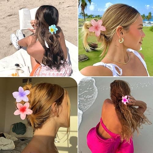 Apprise Deals hair clips,6 Pcs Flower Hair Clip,Nonslip Flower Claw Clips claw clips for thick hair Strong Hold Hawaiian Claw Clip for Medium Thick Hair Claw Clips for Women and Girls thumbnail 6