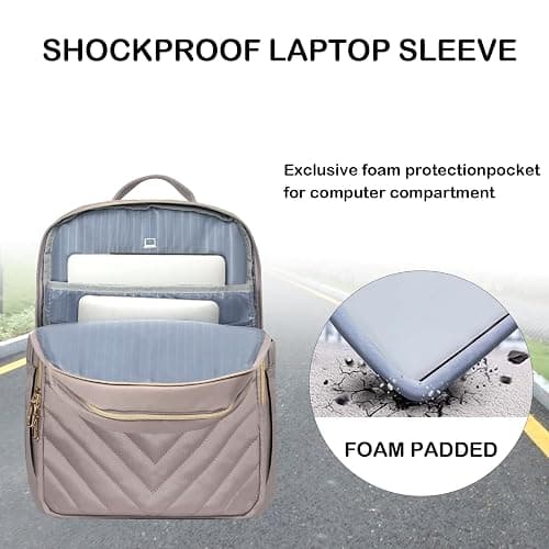 VANKEAN 15.6 Zoll Laptop Rucksack Damen, Schulrucksack wasserdicht Damen Herren Arbeitstasche mit USB Ladeanschluss für Universität Business Arbeit Reisen Camping,Rosa thumbnail 4