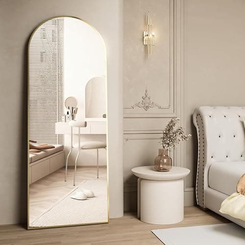 NEUWEABY Full Length Mirror, 162x53cm Arch Floor Mirror with Stand, Gold Arched Full Body Standing or Leaning for Bedroom, Living Room thumbnail 2