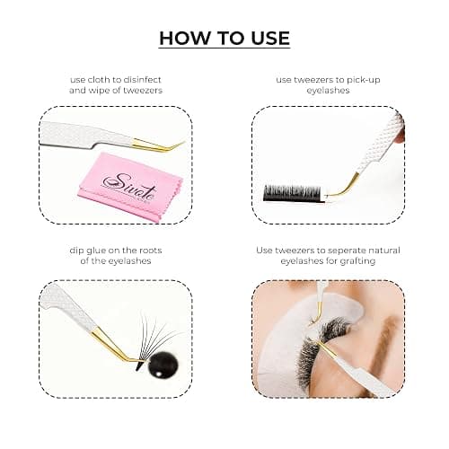 SIVOTE Fiber Tip Lash Tweezers for Eyelash Extensions with Diamond Grip, White, Set of 4 - Precise Tips Japanese Steel for Classic, Volume & Mega Volume Lashes, Anti-Rust - Ideal for Lash Artists thumbnail 7