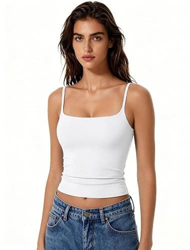 Avidlove Tank Tops for Women Square Neck Spaghetti Strap Double Lined Y2K Going Out Camisole Top Cute Summer Trendy Outfits thumbnail 4