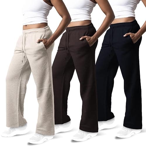 Common Stitch 3 Pack Sweatpants Women, Wide Leg Womens Sweatpants, Workout - Yoga Pants (Available in Plus) - Image 1