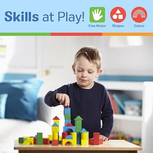 Melissa & Doug Wooden Building Blocks, 100-Piece Set of Sorting & Stacking Toys in 4 Colors and 9 Shapes, Classic Toddler Toys for Girls & Boys Ages 2+ - FSC Certified thumbnail 2