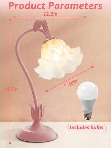 AQDZCNF Flower Table Lamp,LED Reading Light Bedside Vintage Flower Night Light,3 Colors Modes Kawaii Bedside Lamps Decor,Living Room Bedroom Room Lighting Table Lamps Home Decoration (Pink) thumbnail 6