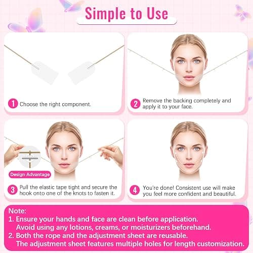 Face Lift Tape Invisible with String for Lifting Sagging Skin, 100Pcs | Ultra-thin Face Lift Tape With String for Neck, Jawline and Brow, Designed for Temporary lifting before makeup or Events thumbnail 5