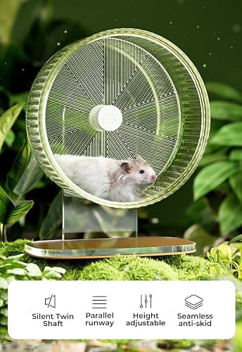 Super-Silent Hamster Exercise Wheel: Silent Spin Toys Hamster Running Wheels with Height Adjustable Stand for Hamsters Gerbils Mice Or Other Small Animals -8.5inch Yellow thumbnail 4
