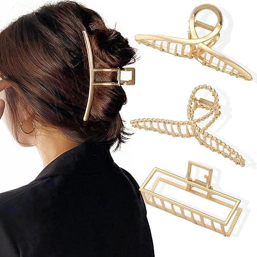 Parcce 4 Pack Large Metal Hair Clips for Thin to Thick Curly Hair, 4.3 Inch Big Nonslip Gold Color Clamps, Perfect Fashion Jaw Claw Hair Styling Accessories for Women and Girls, Christmas Gifts thumbnail 5