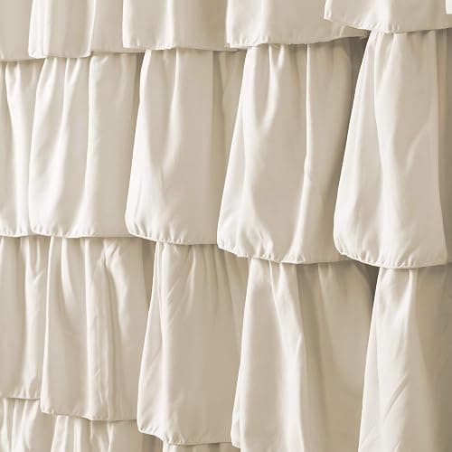 Lush Decor Ruffle Shower Curtain | Floral Textured Vintage Chic Farmhouse Style Design, Ivory, 72" x 72" thumbnail 4
