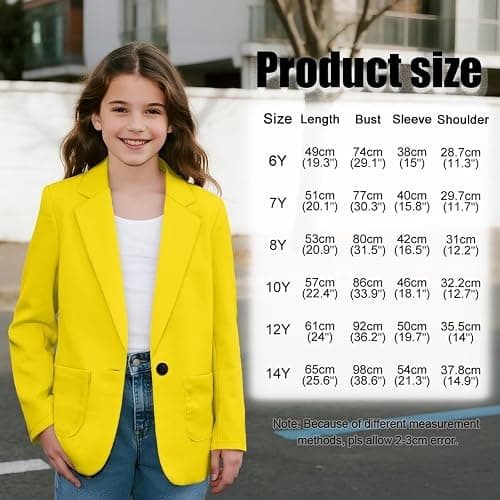 Pointodoor Girls Long Sleeve Blazers Casual One Button Blazer Suits Regular Fit Open Front Suit Jacket with Pocket thumbnail 7