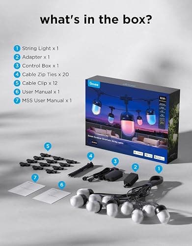 Govee Outdoor Chromatic String Lights, 32.8ft RGBIC Outdoor Lights with 55 Uni-IC Control LED Bulbs, 111+ Scene Modes, IP67 Waterproof, String lights compatible with Alexa, Google, Matter, App Control thumbnail 9