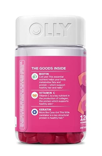 OLLY Hair Skin and Nails Gummies - Undeniable Beauty with Biotin 2500mcg Per 2 Gummies, Keratin & Vitamin C - Supports Healthy Hair, Skin, & Nails - Grapefruit Flavor - 120 Count thumbnail 5