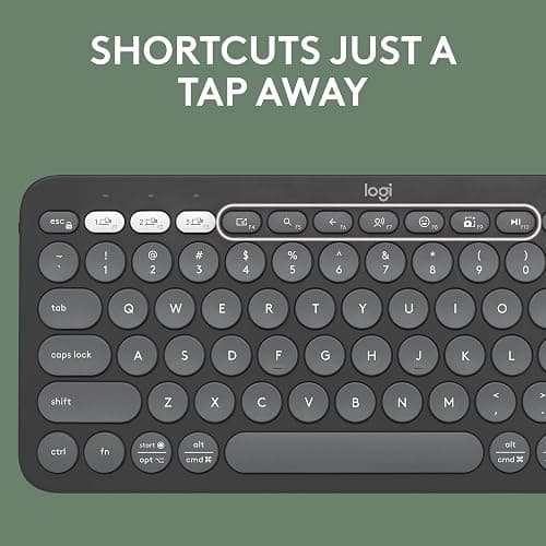 Logitech Pebble Keys 2 K380s, Multi-Device Bluetooth Wireless Keyboard with Customizable Shortcuts, Slim and Portable, Easy-Switch for Windows, macOS, iPadOS, Android, Chrome OS - Tonal Graphite thumbnail 4
