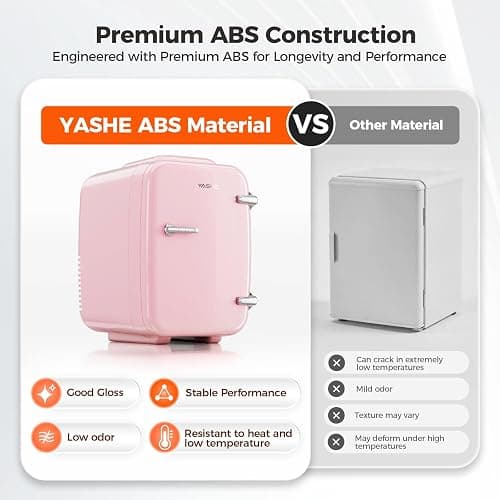 YASHE Mini Fridge, 4 Liter/6 Cans Portable Cooler and Warmer, AC/DC Power Small Fridge, Quiet Desk Skincare Fridge for Beauty Drinks Medicine, Mini Fridge for Bedrooms Office Dorm Car Travel, Pink thumbnail 7