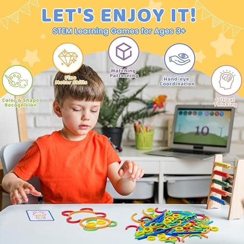 142pcs Wooden Pattern Blocks Montessori Smart Sticks Wooden Tangram Puzzle STEM Toy Activities Preschool Brain Teaser Montessori Toys Gift for 3 4 5 Years Old Kids Boys Girls thumbnail 3