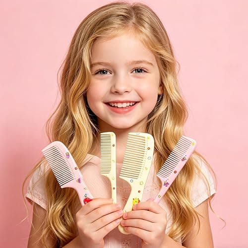 Cute Baby Hair Comb Set for Girls - 8Pcs Tooth Comb & Rat Tail Comb for Toddlers, Kids - Mini Plastic Travel Comb for Detangling, Styling, Parting - Anti-Static for Wet/Dry Hair thumbnail 4