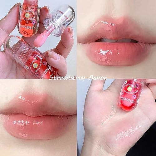 DENESTUP 4 Pcs Lip Gloss Oil Set, Fruit Flavored Lip Gloss Set Cute Lip Jelly Hydrating Lip Make-Up for Kids and Teens, Kid Friendly, Party Gift, Non-toxic - pink - 1 Count (Pack of 6) thumbnail 5