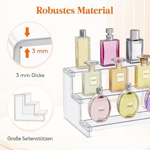 Lifewit 3-stufiger Klarer Display Ständer, 22,8 x 15,7 x 13 cm Kunststoff Schminktisch Organizer, Gestufter Präsentationsstand für Make-up/Figuren/Cupcake/Nagellack, Dekorieren Riser Display Regal thumbnail 6