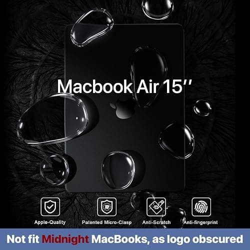 Soonjet for MacBook Air 15 inch Case M4 2025 2024 2023 M3 M2 [Top-Tier Matte Finish] [Ultra Thin Armor] Hard Shell Laptop Cover - Noble Black Clear thumbnail 2