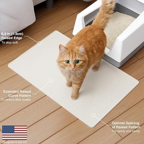 BANLYEO L Cat Litter Mat - 34x22 in, Water Proof, US Designed Kitty Litter Trapping Mat, Easy to Clean, Scatter Control, Odorless, Less Mess and Clean Floors, Pet Supplies for Indoor Cats, Warm Beige thumbnail 2