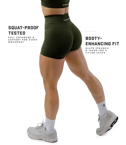 Gymreapers Halo Seamless Shorts for Women - Squat Proof High Waisted Glute Scrunch, Quick Drying Biker, Yoga Running Gym thumbnail 2