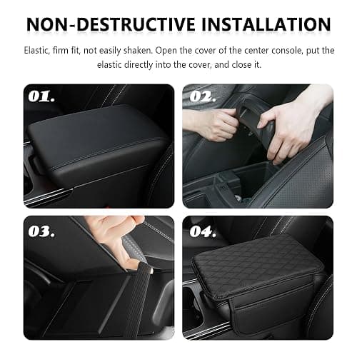 Upgraded Car Center Console Cover,Microfiber Leather Car Armrest Cover Cushion with 2 Storage Bags,Universal Car Armrest Storage Box Car Interior Accessories for Most Cars (Pink) thumbnail 5
