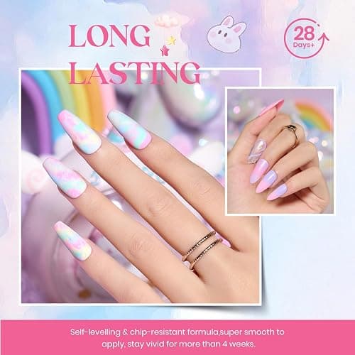 Beetles Gel Nail Polish Set,24Pcs Pink Purple Pearl Blue Shimmer Chameleon Green Colors Gel Polish Kit, 3Pcs Base Top Coat Double-ended Brush Soak off UV Nail Polish Christmas Gifts for Women thumbnail 7