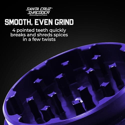 Santa Cruz Shredder Herb and Spice Grinder 3 Piece Medium 2 1/8" Superior Grip and Aluminium (Purple) thumbnail 4