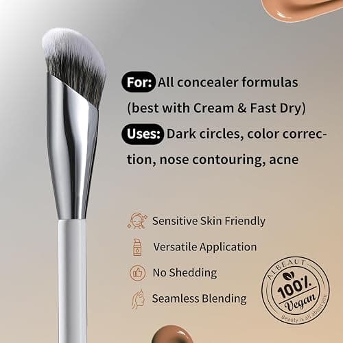 Albeaut Concealer Brush, Angled Under Eye Makeup Small Foundation Precision Face Blending Brush (193 concealer brush) thumbnail 3