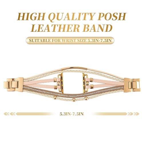 WONMILLE Posh Leather Bands Compatible with Apple Watch 41mm 40mm 38mm 45mm 44mm 42mm 49mm Women, Boho Bracelets Jewelry Multilayer Wrap Strap for iwatch Series Ultra 10 9 8 7 6 5 4 3 2 1 SE thumbnail 3