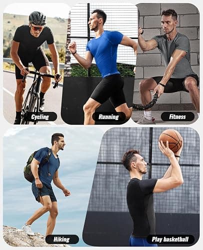 Niksa Men's Compression Shirts 3/5 Pack,Short Sleeve Athletic Compression Tops Cool Dry Workout T Shirt thumbnail 5