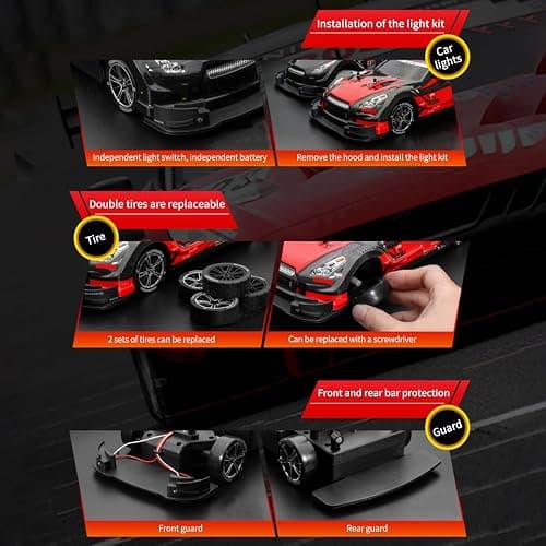 Sunydog RC Drift Car 1/16 2.4GHz 4WD 30km/h High Speed Gift RTR, Red thumbnail 5