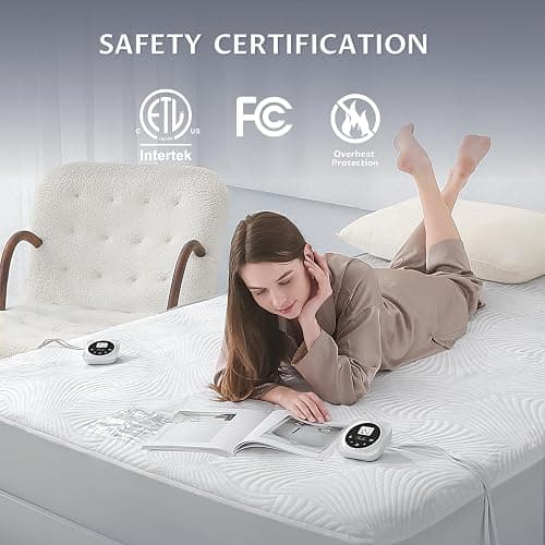 Queen Size Electric Heated Mattress Pad - Bed Warmer with Memory & Preheat Functions, 12 Heat Settings Dual Control for 1-12 Hours Auto Off, Lighted Button thumbnail 4