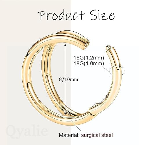 2 PCS Small Cartilage Double-Hoop Helix Conch Piercing Earrings With Cubic Zirconia For Women Trendy 14K Gold Plated Stainless Steel Sets Jewelry thumbnail 5
