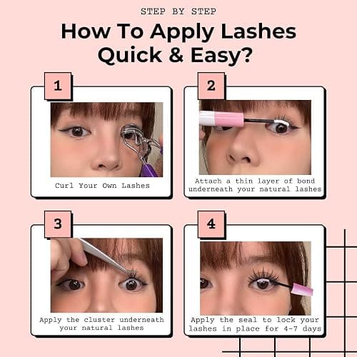 Ninetynine Dreams 70PCs Bunny Ear Lashes Manhua Anime DIY Spiky Lash Clusters 10-14mm C++ Curl Beginner Friendly Lightweight & Reusable Individual Waterproof Dramatic Eyelashes Thin Comfortable Band thumbnail 7