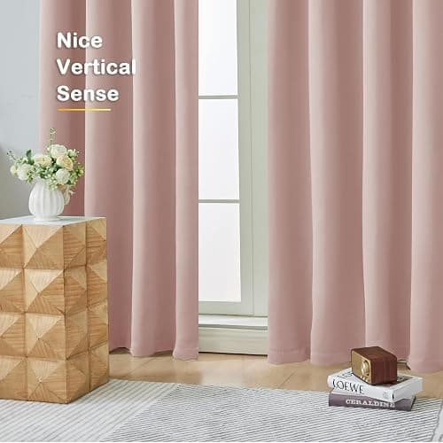 OVZME Blush Pink Blackout Curtains for Girls Bedroom 72 Inch Length 2 Panels Set, Solid Thermal Insulated Energy Saving Window Curtains for Living Room, Dual Rod Pocket Window Drapes, 2x40Wx72L Inches thumbnail 9