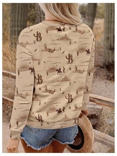 Verdusa Women's Sweatshirts Western Crew Neck Long Sleeve Fall Clothes Graphic Tees thumbnail 2