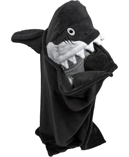 Lazy One Wearable Hooded Blanket for Kids, Animal Hooded Blanket (Shark) - Image 1