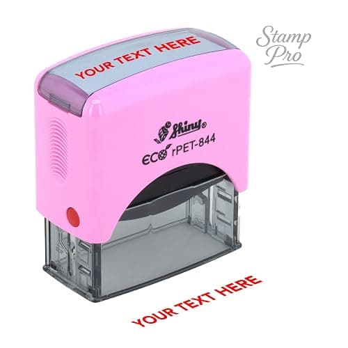 Stamp Pro Pink Self Inking 1 Line Custom Stamp – Personalized Name or Text Stamp for Home, School, Crafts & Business Use - Image 1