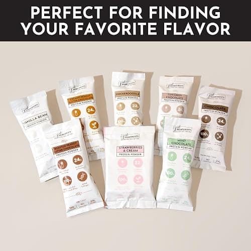 Protein Powder Made with 100% Grass Fed, Non Denatured Whey | Four Different Protein Sources from Organic Whole Food Ingredients | 12 Servings | 22g Protein (12 Servings, Sample Variety Pack) thumbnail 6