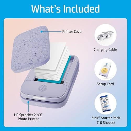 HP Sprocket Portable 2x3 Instant Color Photo Printer (Lilac) Starter Bundle thumbnail 5