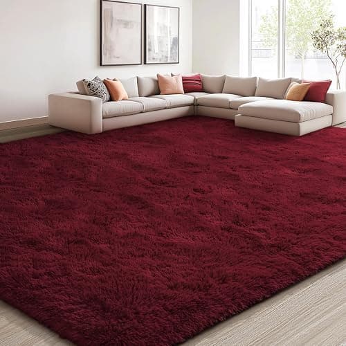 EVOIONOS 6x9 Washable Large Area Rug for Living Room, Fluffy Shag Rug for Bedroom, Ultra Soft Plush Non Slip Carpet for Indoor Floor Bedside Nursery Kids Girls Dorm, Home Decor Aesthetic, Burgundy - Image 1