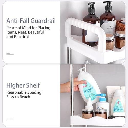 SIDIANBAN 3-Tier Over The Toilet Storage Shelf, Freestanding Bathroom Space Saver Organizer with 3 Hooks, Multipurpose Above Toilet Rack for Bathroom, Restroom, Laundry (3-Tier) thumbnail 4