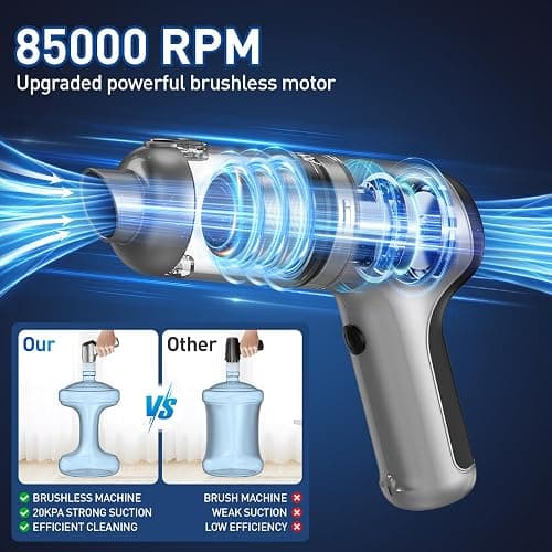 AHNR Handheld Car Vacuum Cleaner Cordless with Brushless Motor, 20000PA High Power Vacuum Cleaner & Air Duster, 3 in 1 Keyboard Portable Mini Hand Held Vacuums Cleaner for Car Home thumbnail 3