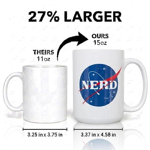Artisan Owl NASA NERD Mug - 15oz Large Funny Coffee Cup for Science Lovers, Space Enthusiasts, Nerd Gifts, Scientists, Engineers & STEM Students thumbnail 3