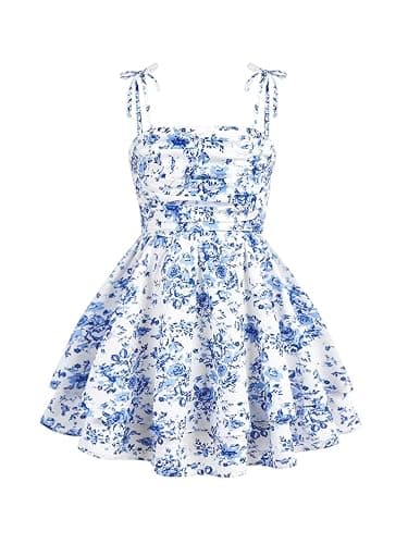 RoseSeek Girl's Flowy Cami Dress Ruched Sleeveless Pink Layered Ruffle Kawaii Short Smocked Summer Dresses - Image 1