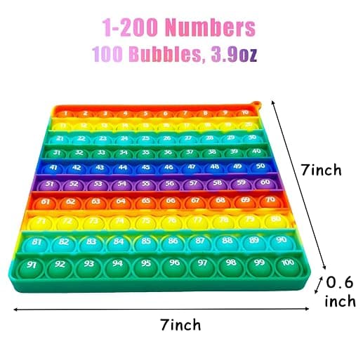 Double Side 1 100 200 Popper, Chart Pop, 200 Poper with Numbers, Square Popper for Elementary, Fidget Sensory Toy, Montessori Educational Gift for Kindergarten Classroom Kids 3 4 5 Year Old thumbnail 2