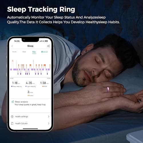 Smart Ring for Women & Men, Health Tracker Ring, Fitness Tracker Ring | Blood Pressure,Temperature, Heart Rate, SpO2, HRV & Stress, IP68 Waterproof, Sleep Tracker, No App Fee (Gold, 7#) thumbnail 4