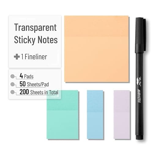 Mr. Pen Transparent Sticky Notes - 200 pcs, Pastel Colors, See Through, Bible & Book Annotation thumbnail 3